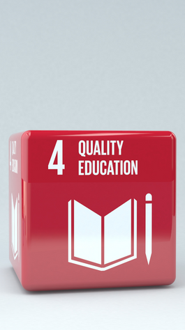 red block with text reading: 4. Quality Education