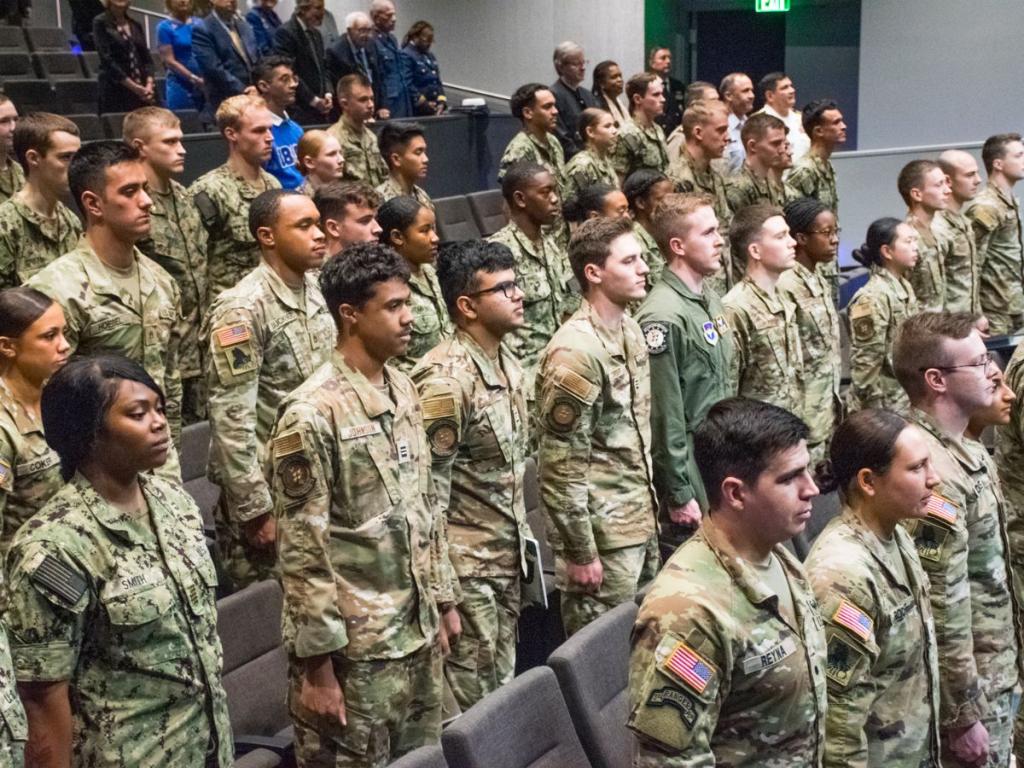 ROTC students in the audience at the award ceremony