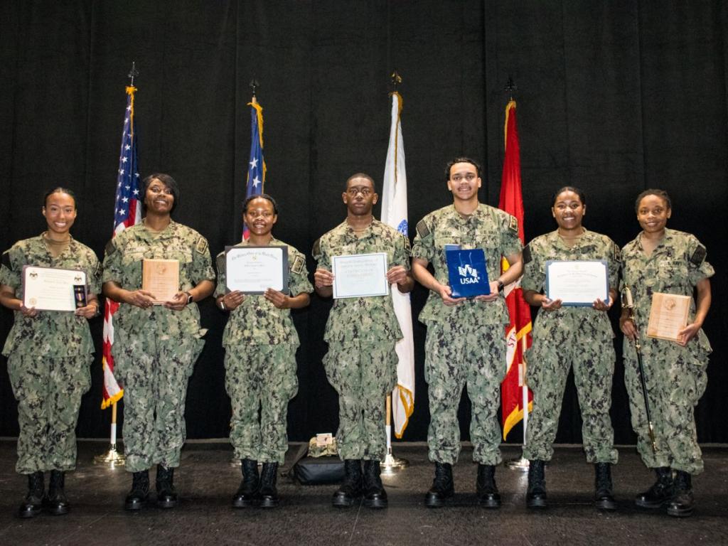 ROTC students with their awards