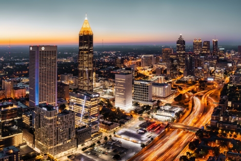 Night cityscape of downtown Atlanta, Georgia.