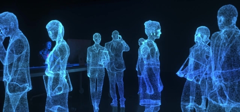 Shapes of people in light 