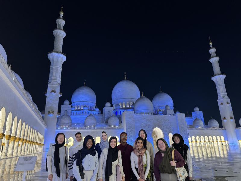 students at the Grand Mosque in Abu Dhabi 