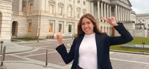 Cotsman posing in front of the US Capitol building in Washington, DC