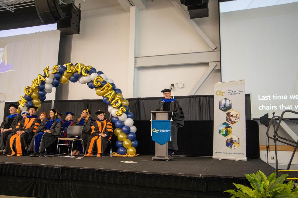 speaking at the ceremony