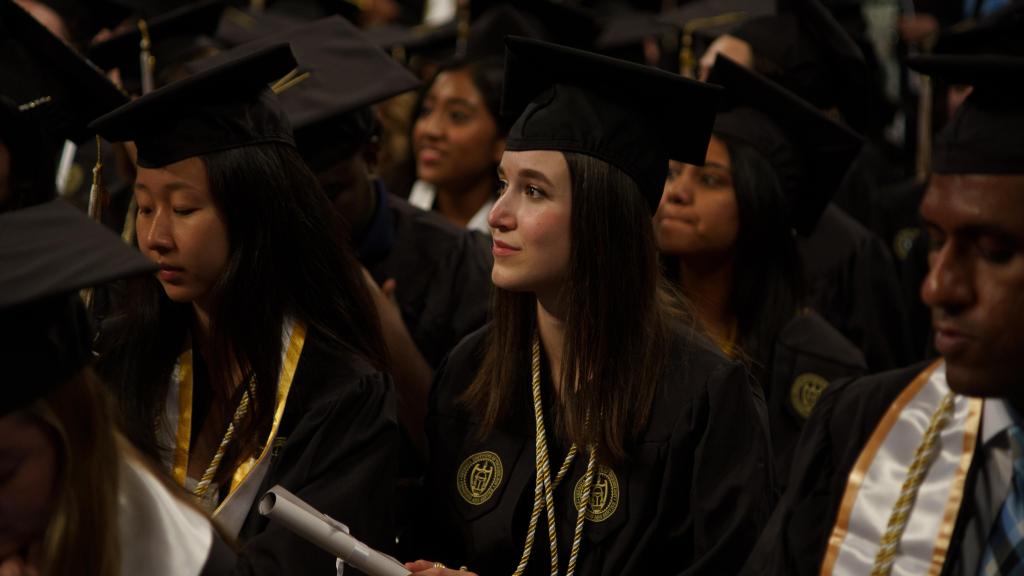 students seated in crowd