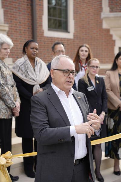 President Cabrera speaking at the D.M. Smith Renovation Celebration event on Jan. 7, 2026.