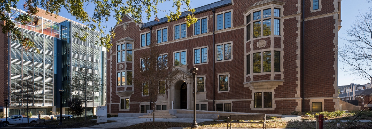 Exterior photograph of the newly renovated DM Smith Building at Georgia Tech.