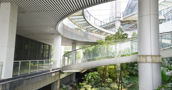 Building interior with greenery