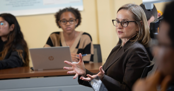 Professor teaching a class in the Sam Nunn School of International Affairs