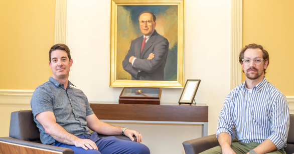 Assistant Professor David Muchlinski, left, and Ph.D. student Chandler Thornhill, both of the Sam Nunn School of International Affairs, are among only 40 or so researchers worldwide involved in conflict prediction, using statistical and other methods to predict violent outbreaks.