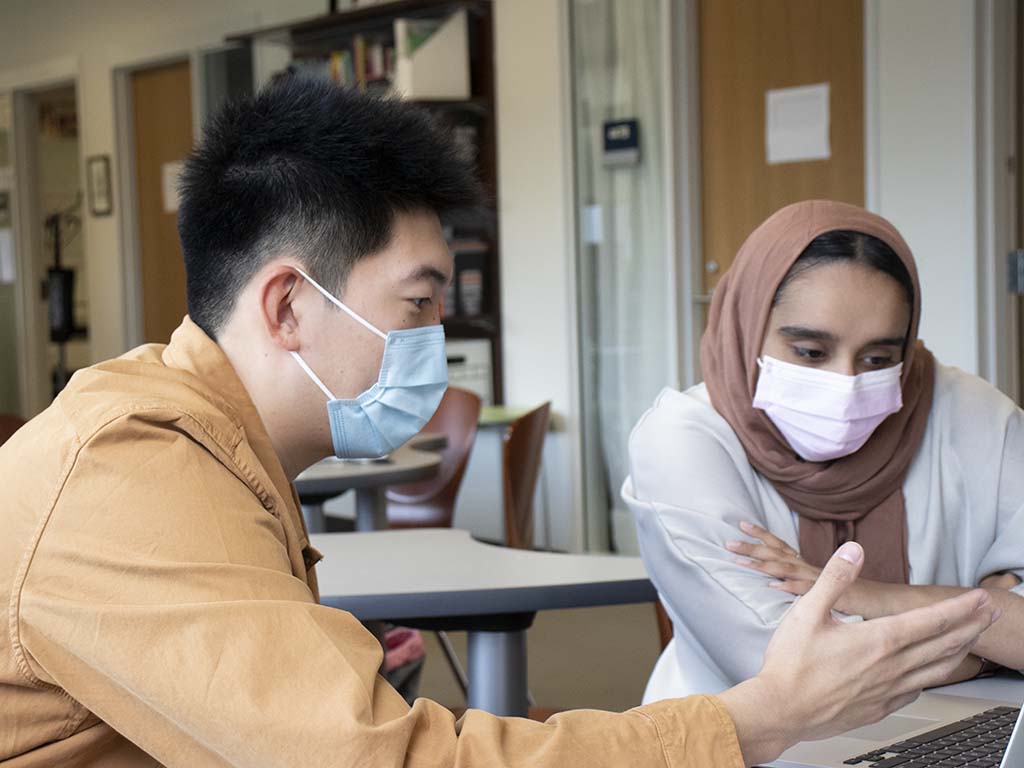 Student consulting in the CommLab