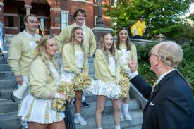 Cheerleaders at Tech Tower