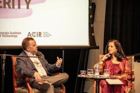 Ben Ansell and Anita Anand at the Reith Lecture on Nov. 28