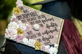pink grad cap with a quote
